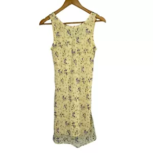 Jodi Kristopher Dress Womens Juniors Size 5 Yellow blue Floral Shear Lined - Picture 1 of 8