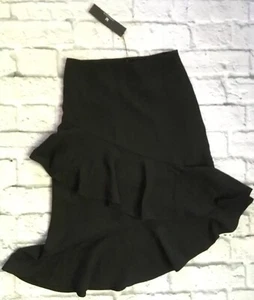 Le Lis S Skirt Black Subtle Bias Ruffles Flounce Light Weight L25.5” Lined NWT - Picture 1 of 12