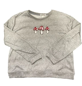 Derek Heart Embroidered Mushroom Love Sweatshirt Large Lightweight Large - Picture 1 of 7