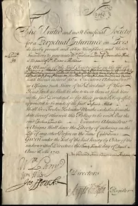 1713 Sehr seltene frühe UNITED Benificial Society Lebensversicherung - Bild 1 von 1