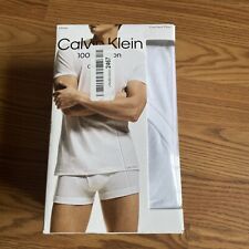 Calvin Klein Men's 4 Whites Crew-neck Undershirt Top Size M 100 Cotton S23
