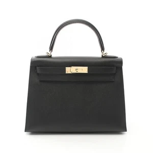 HERMES Kelly 28 2way shoulder Hand bag B Outside stitched Epsom Black Used GHW - Picture 1 of 9