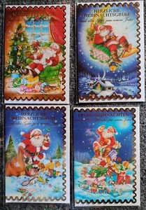 4 schöne Weihnachtskarten + Neujahrsgrüße mit Umschlag in Folienverpackung W 21 - Bild 1 von 1