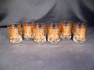 Gold Encrusted Unbranded Double Old Fashion Glasses Set of 6 - Picture 1 of 13