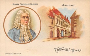 GEORGE FRIDERIC HANDEL EARLY MUSIC REWARD CARD BY THEODORE PRESSER