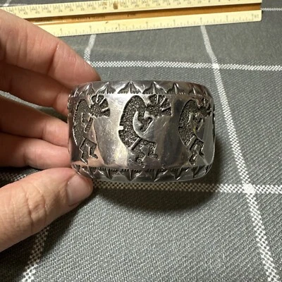 VTG 925/Sterling Cuff Bracelet Navajo RH Randy Hoskie Native American Kokopelli - Image 1 of 4