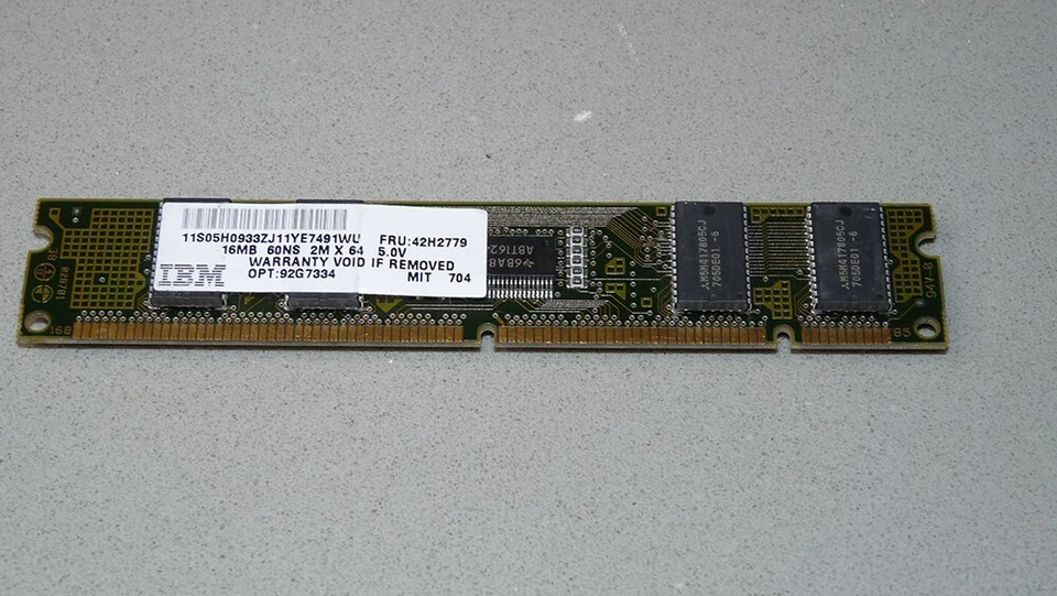 IBM 16MB EDO SIMM Memory Ram 168 pin Fru: 42H2779 - Image 1 of 3