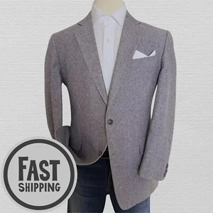 STAFFORD Mens Blazer Sport Coat LINEN/COTTON 44R Gray Two Button Jacket - Picture 1 of 10
