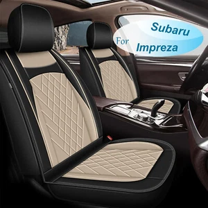 Full Set For Subaru Impreza 2007-2021 Car 5 Seat Covers Microfiber Leather Beige - Picture 1 of 8