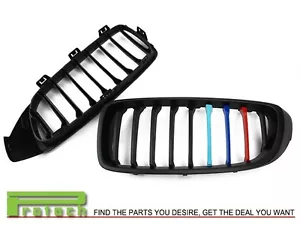 Fit 2014+ BMW F32 428i 435i Coupe Front Matte Black Grille w/// M Tri Color - Picture 1 of 2
