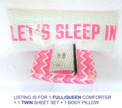 LOT Victoria Secret Pink FULL QUEEN COMFORTER BODY PILLOW TWIN SHEET CASE SET XL - Image 1 of 4