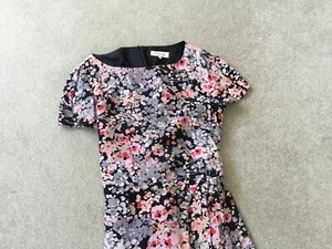 Viyella Summer Dress Size 14 S/Sleeve Fitted Lined Floral Over Knee Back Zip VGC - Picture 1 of 8