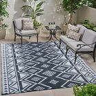 Gray And Black Rugs Floor Area Carpet Modern Geometric Outdoor Patio Mat 5x8 New