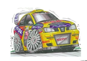 SEAT CORDOBA YELLOW Koolart Cartoon Caricature Car Print - A3 Size - 1086 - Picture 1 of 1