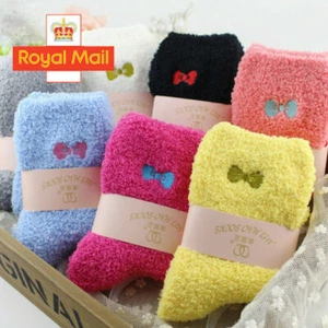 6Pairs Women Ladies Soft Fluffy Bed Socks Winter Warm Lounge Slipper Fleece Sock - Picture 1 of 26