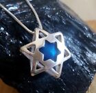 Star Of David Necklace, Blue Enamel Jewish Star, Israeli Jewelry, 3D Jewelry