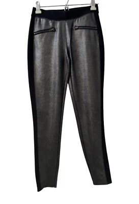 Legging para mujer Rock & Republic negro/metálico con bolsillos de imitación y cremallera - talla S Foto 1 de 4
