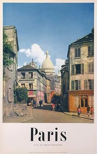 RARE VINTAGE TRAVEL POSTER PARIS VIEW OF THE OLD MONTMARTRE 1954 - Picture 1 of 2