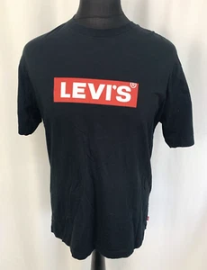 Levi's Logo T-Shirt Tee Plain Black Short Sleeved Men's Medium C2363 - Picture 1 of 7