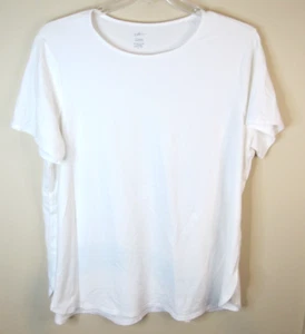 J.Jill Fit Progress Shirttail Tee White Pima Cotton Women's XL Stretch - Picture 1 of 7
