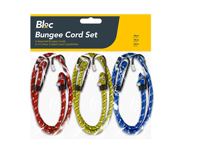 Bungee Ropes Cord Straps Heavy Duty Hooks Elasticated Rope Stretch 30, 40, 60CM • 3.59€