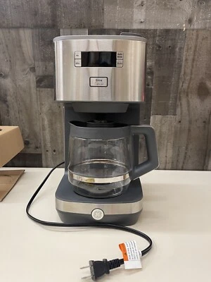 GE 12-Cup Drip Coffee Maker Glass Carafe Programmable Stainless Steel Silver - Image 1 of 4