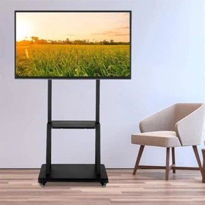 Strong Rolling TV Cart Height Adjustable 32-80''TV Stand Monitor Holder w/Wheels - Picture 1 of 14