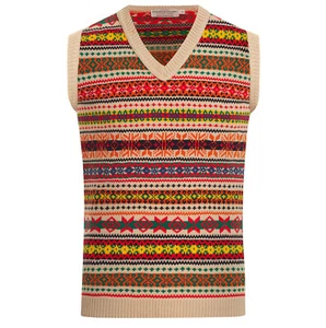 Herren Fairisle Weste Ärmellos Retro Vintage Pullover Pullunder Gestrickt Strick - Bild 1 von 3