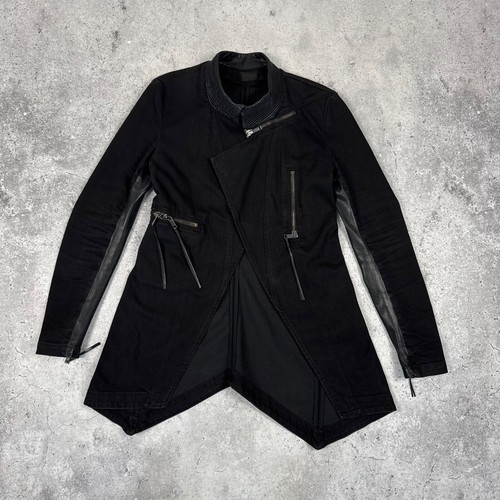 RICK OWENS Diesel G.Vasthi Asimmetrico Avant Garde Cappotto Giacca Cotone Pelle Taglia M