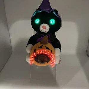 Singing And Talking LED Halloween Cat, 12”inch Plush Toy Lighted Green Eyes - Picture 1 of 15
