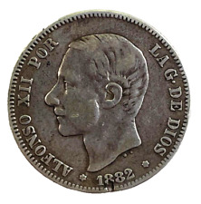 Spain,  Alfonso XII, 2 Pesetas - silver, 1882 VF
