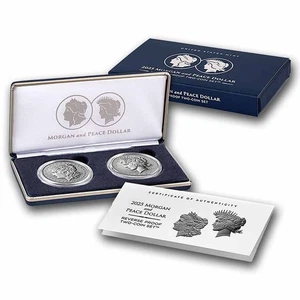 2025-S Morgan & Peace Silver Dollar Reverse Proof Set (Box & COA) - Picture 1 of 6