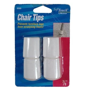 Rubber Chair Tips 4pc White 7/8 in. Soft Touch by Waxman 6569 Table Leg - Picture 1 of 3