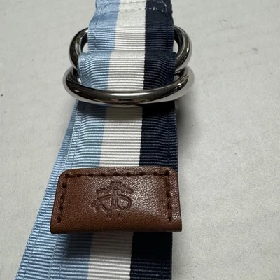 Brooks Brothers Kids' Blue & White Belt With Metal Buckle Size: Large 1'' x 34" - Image 1 of 4