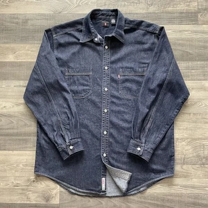 VTG Levi's Red Tab Denim Chore Shirt Men's XL Blue Dark Wash Long Sleeve Button - Picture 1 of 14