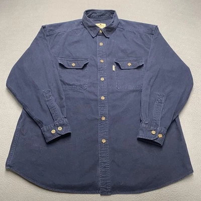 Woolrich Shirt Mens XL Navy Blue Long Sleeve Button Front Two Pocket Workwear - Image 1 of 4