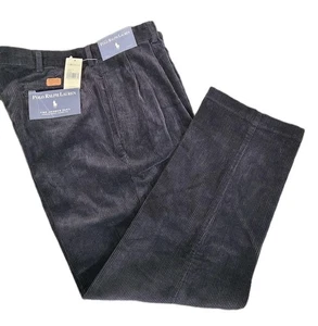 NWT Polo Ralph Lauren Mens 40x30 Black Andrew Pant Corduroy Pleated Classic Fit  - Picture 1 of 11