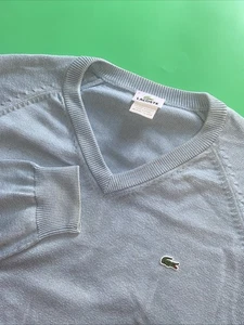 Lacoste maglione uomo blu cielo manica lunga felpa taglia 6 scollo a V - Foto 1 di 6