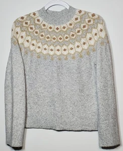 J.Crew Women's XS Fair Isle Shimmer Sweater Extra-Soft Yarn CE894 - Picture 1 of 9