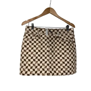 Minifalda de mezclilla de algodón a cuadros florales Madewell para mujer talla 28 marrón crema nueva con etiquetas - Imagen 1 de 7