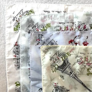 4 Vintage Lauren Meryl 50s 60s France Souvenir Handkerchief Hankie Notre Dame - Picture 1 of 12