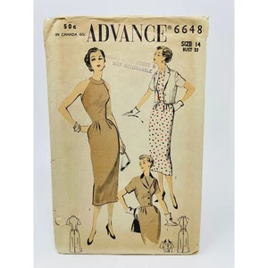 Advance 6648 Pattern, Dress w/ Halter Neckline & Jacket, Size 12, Bust 30, Cut - Picture 1 of 2
