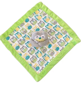 Carter's Security Blanket Owl Gray Green Gold Aqua Lovey Plush - Picture 1 of 4