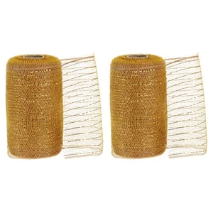 2pcs Decorative Mesh,5.9in x 10 Yard Mesh Ribbon Roll for Christmas Tree,Brown - Picture 1 of 6