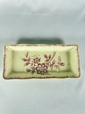 ANCIEN PORTE-BROSSES, PORTE-SAVON EN FAÏENCE - DÉCOR VIEUX ROSE - Photo 1/4