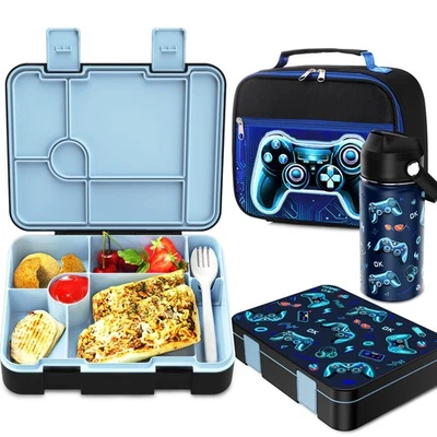 Fiambrera para niños Bento con 6 compartimentos, botella de agua de metal de acero inoxidable,... Foto 1 de 4