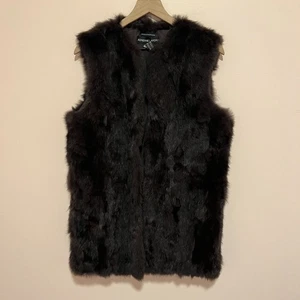 NWOT Adrienne Landau Textured 100% Rabbit Fur Vest Brown Women's Size Large - Picture 1 of 9