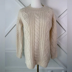 Gerard Darel 100% Wolle Grobstrick Zopfmuster Fischer Pullover Sweater Creme Gr. S - Bild 1 von 11