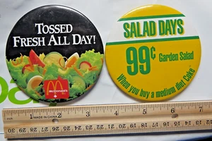 VTG MCDONALD'S PINBACK BUTTON PIN 80s 3.25 inch Tossed Salad Fresh All Day Garde - Picture 1 of 2