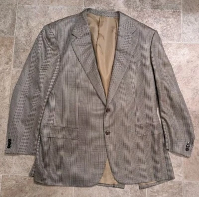  D'AVENZA Brown and Gold Check Soft Wool-Sport Coat 44 R Italy - Image 1 of 4